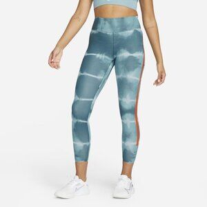 Nike Women Dri-FIT One Luxe Printed Leggings DM7619-058 Blue Orange Size S Small